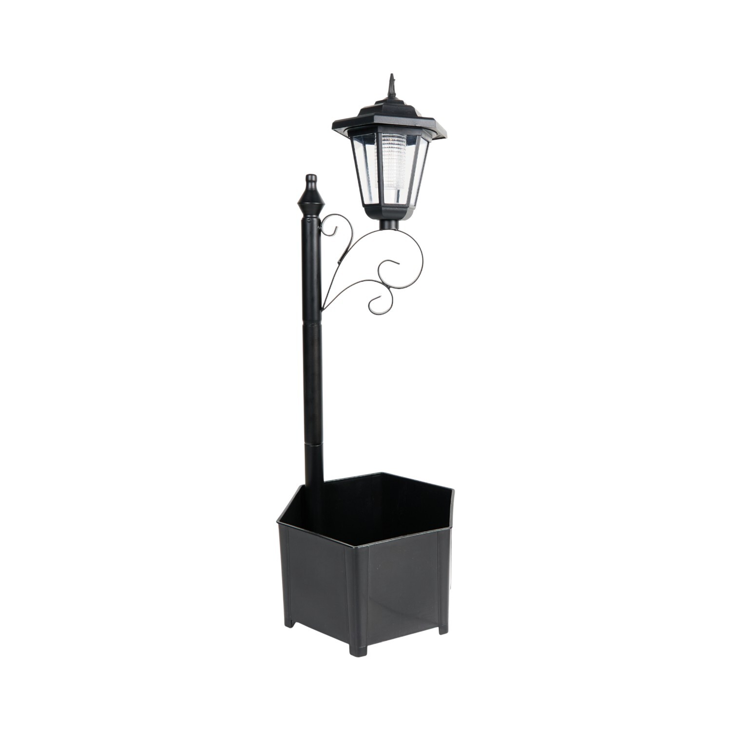Solar Plant Pot Post Light Black Image 7