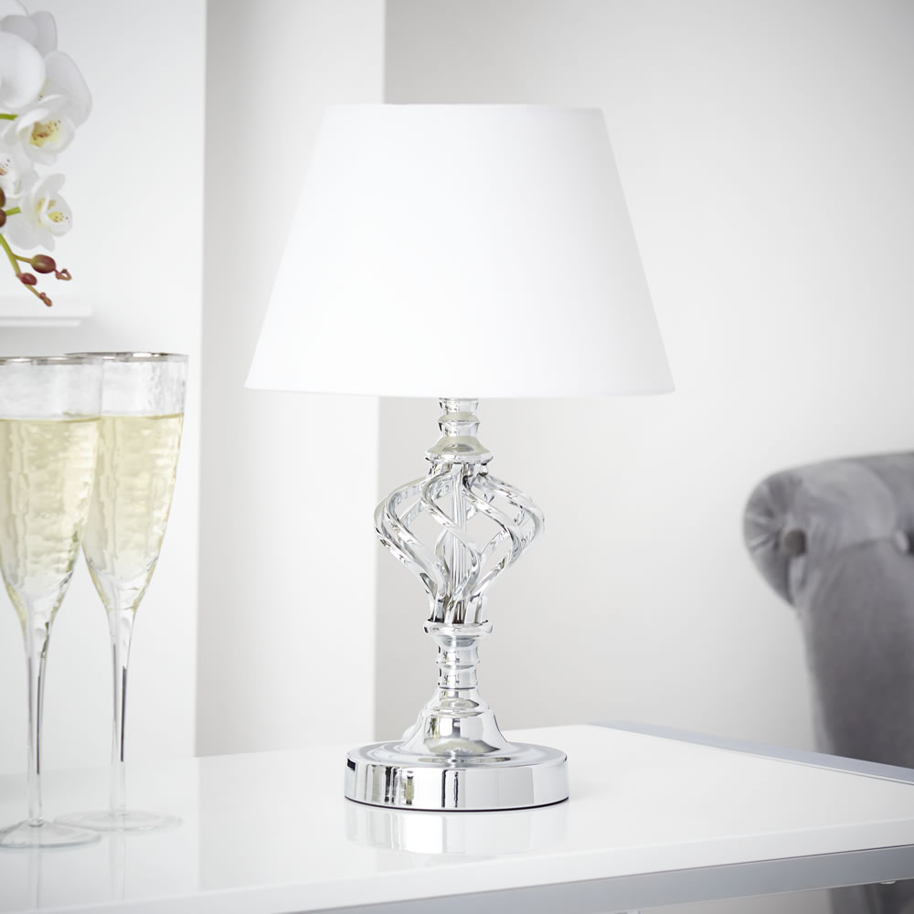 Wilko Chrome Effect Swirl Table Lamp Wilko