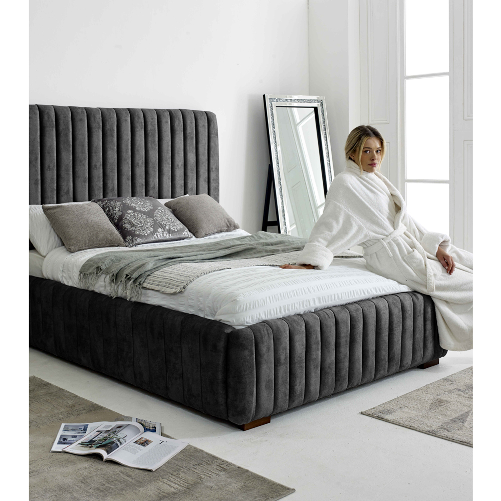 Eleganza The Elite Single Granite Oakland Fabric Bed Frame with Headboard and Footboard Image 2