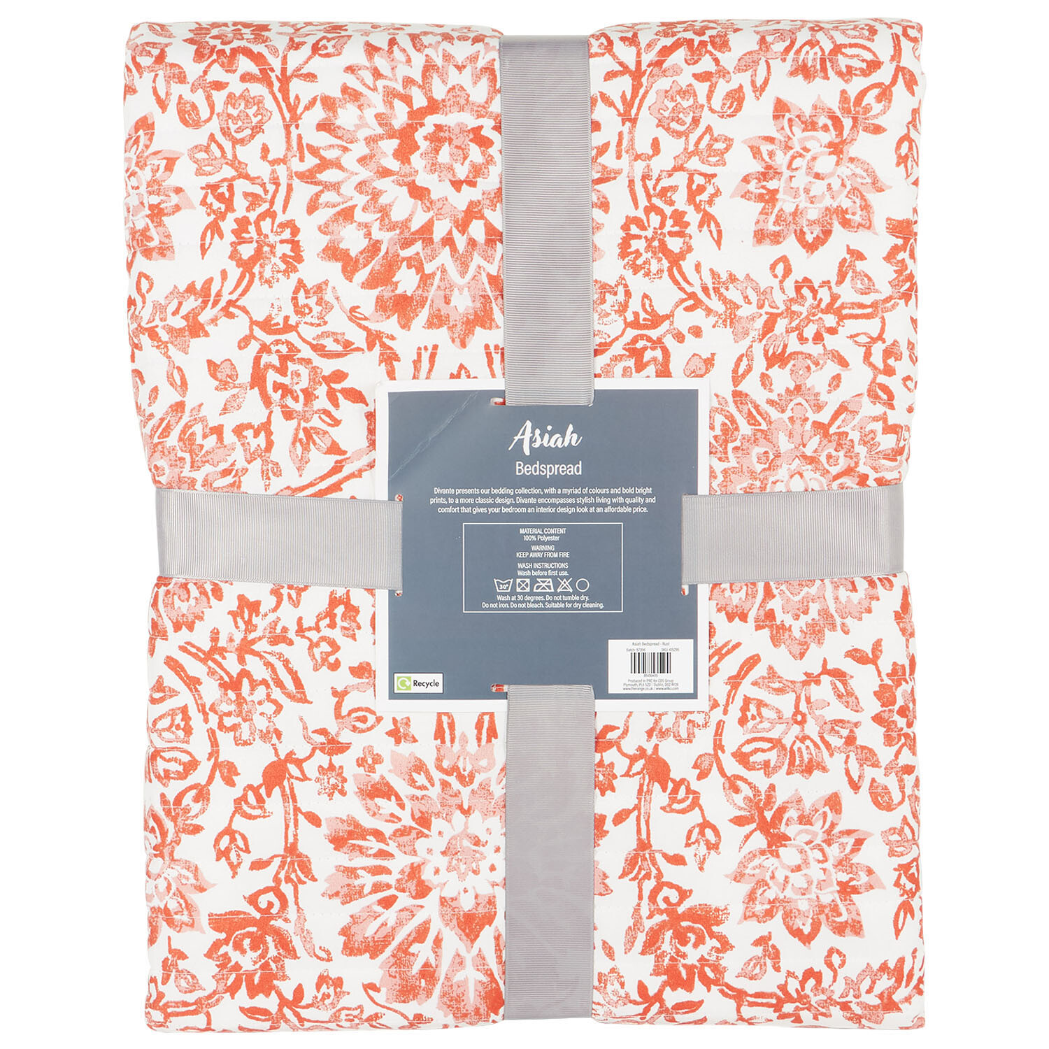Asiah Printed Bedspread White and Rust Image 1