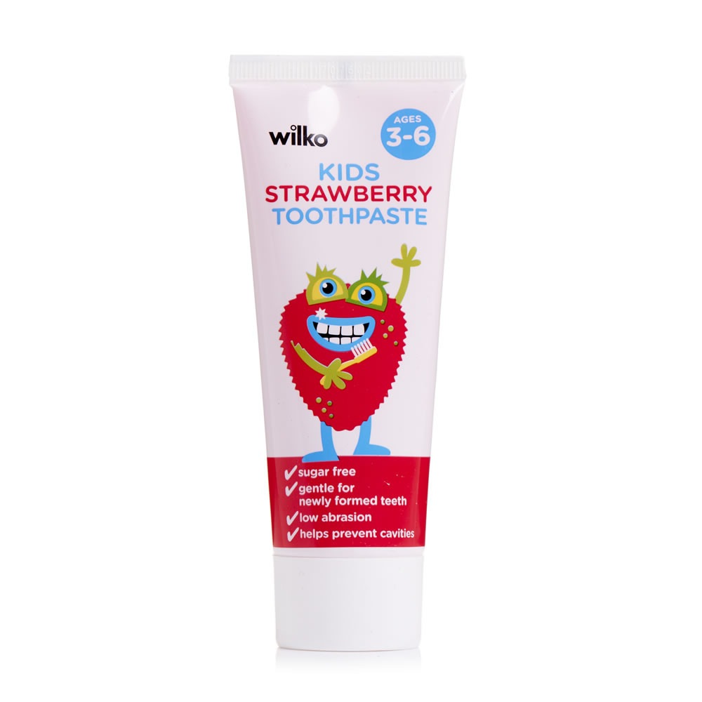 Wilko Kids' Strawberry Toothpaste 3-6 years 75ml Image