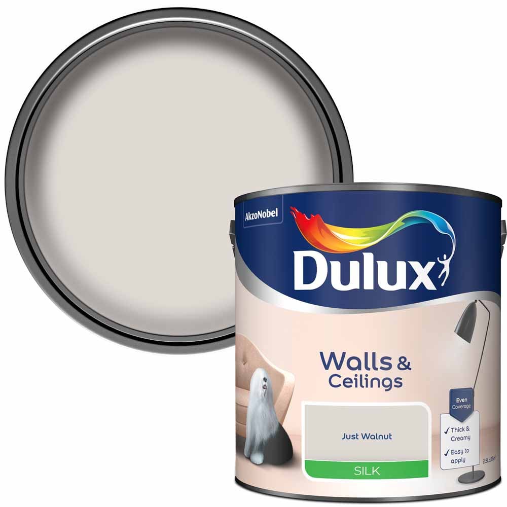 Dulux Walls & Ceilings Just Walnut Silk Emulsion Paint 2.5L Image 1