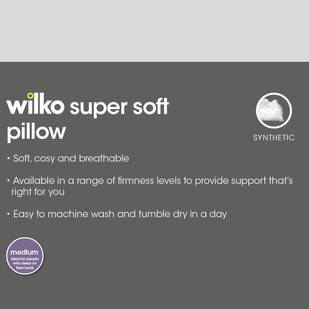 Wilko White Washable Supersoft Medium Pillows 2 Pack Image 4