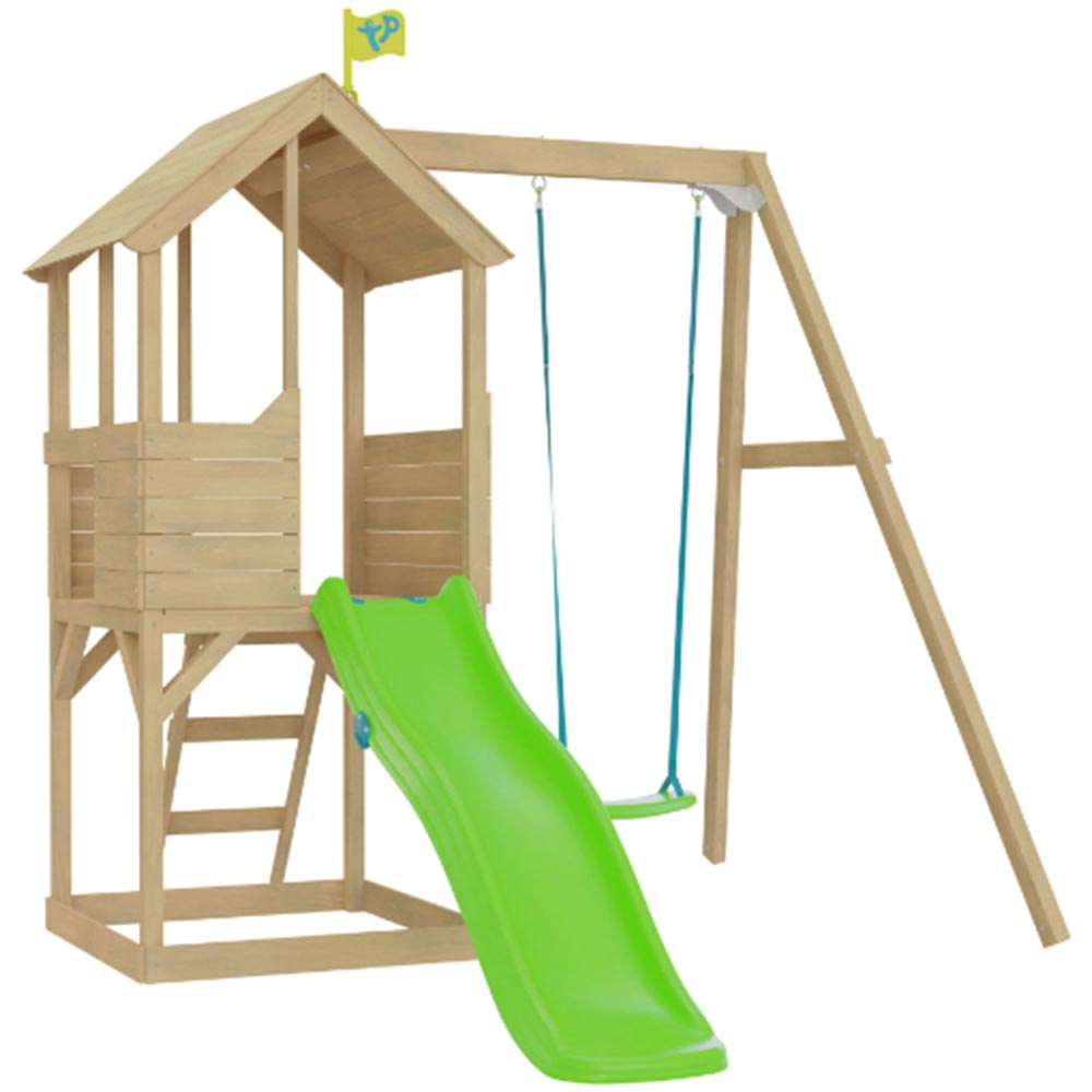 TP Treehouse Wooden Play Tower with Swing and Slide Image