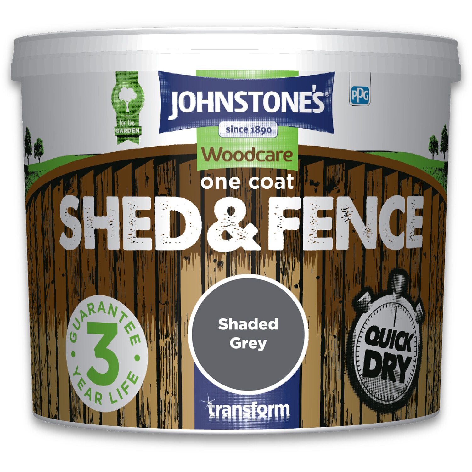 Johnstones One Coat Shed & Fence Paint 9L - Shaded Grey Image 2