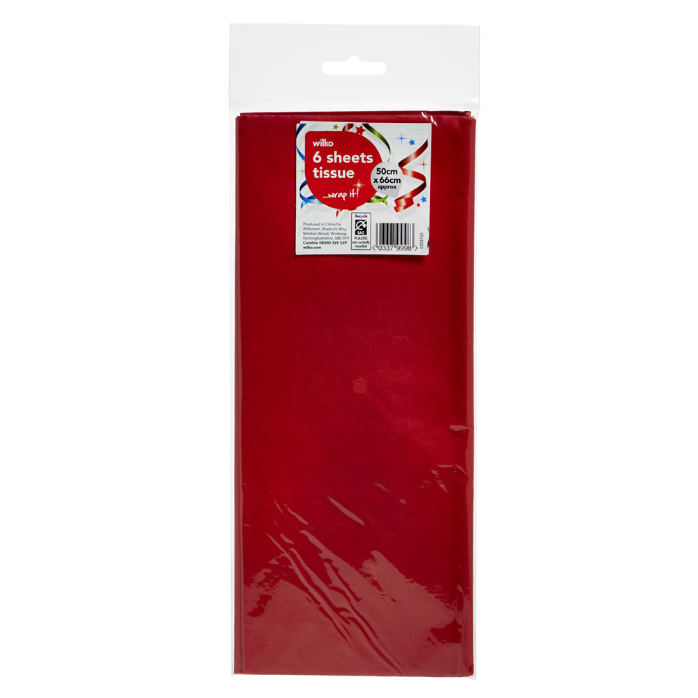Wilko Red Tissue Paper 6 Sheets Image