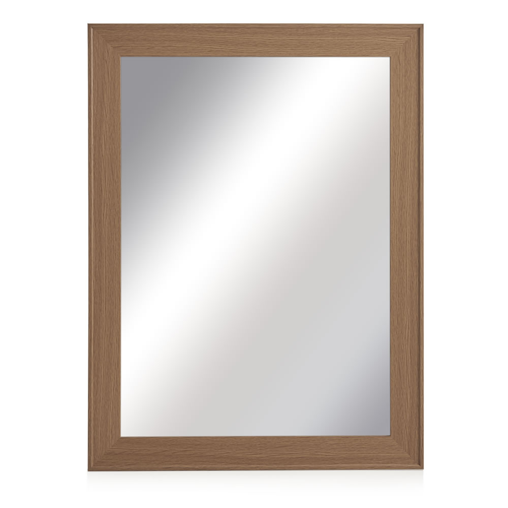 Wilko 61 x 81cm Oak Effect Wall Mirror Image 1