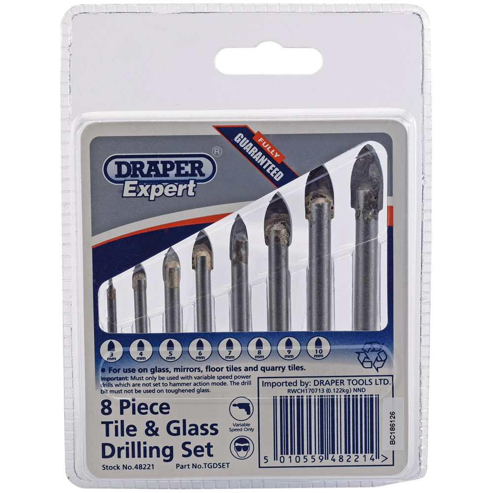 Draper 8 Piece Tile and Glass Drilling Set Image 1