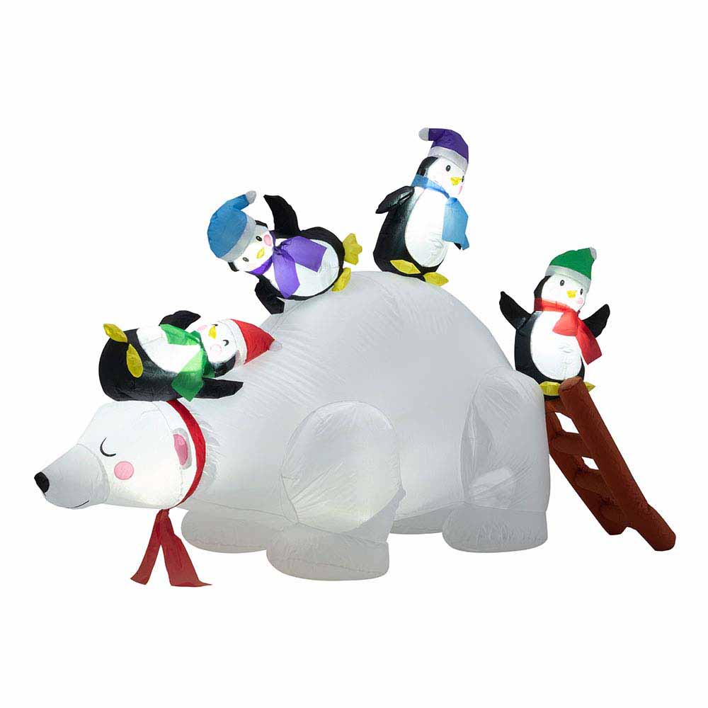 Festive Giant Inflatable Polar Bear and Penguins Image 4