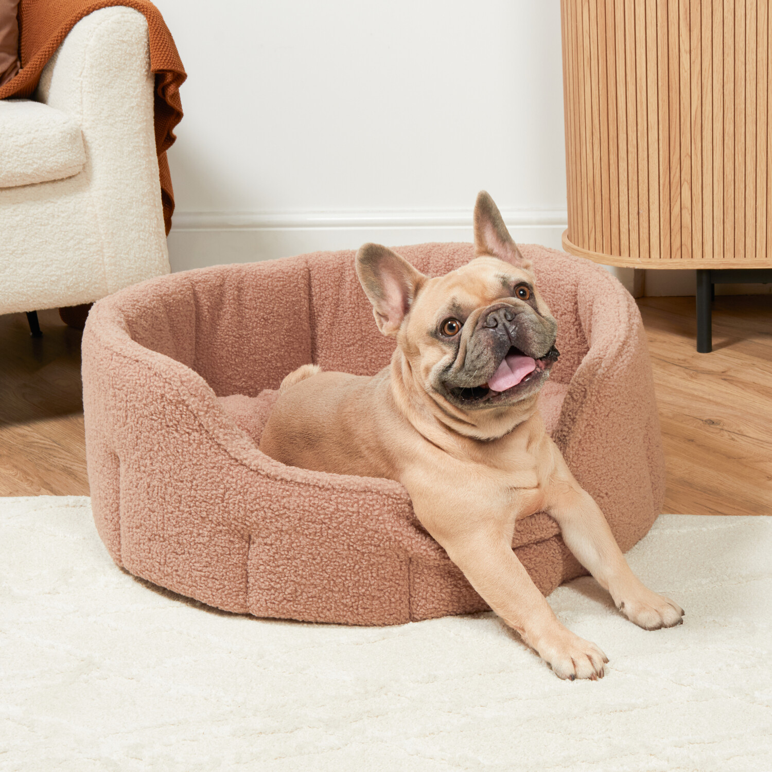 Clever Paws Boucle Oval Pet Bed - Brown Image 1