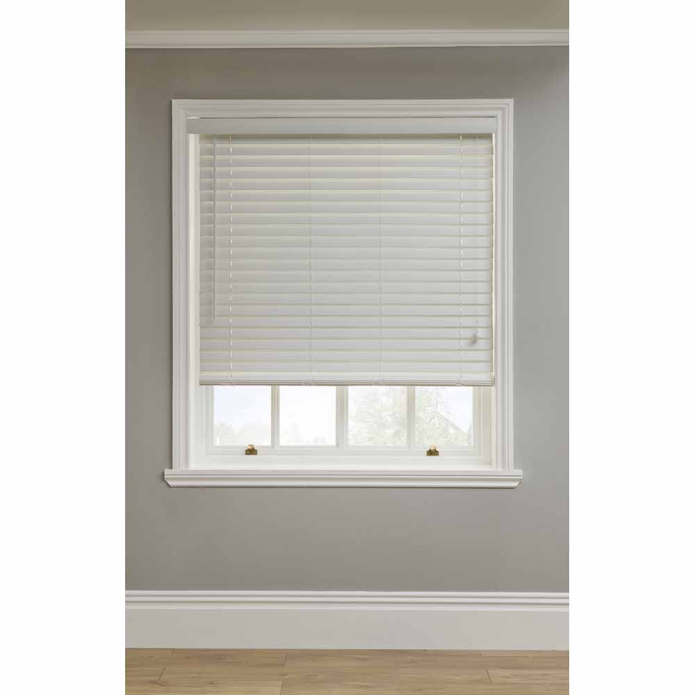 Wilko White Faux Wood Venetian Blind 120x120cm Image 1