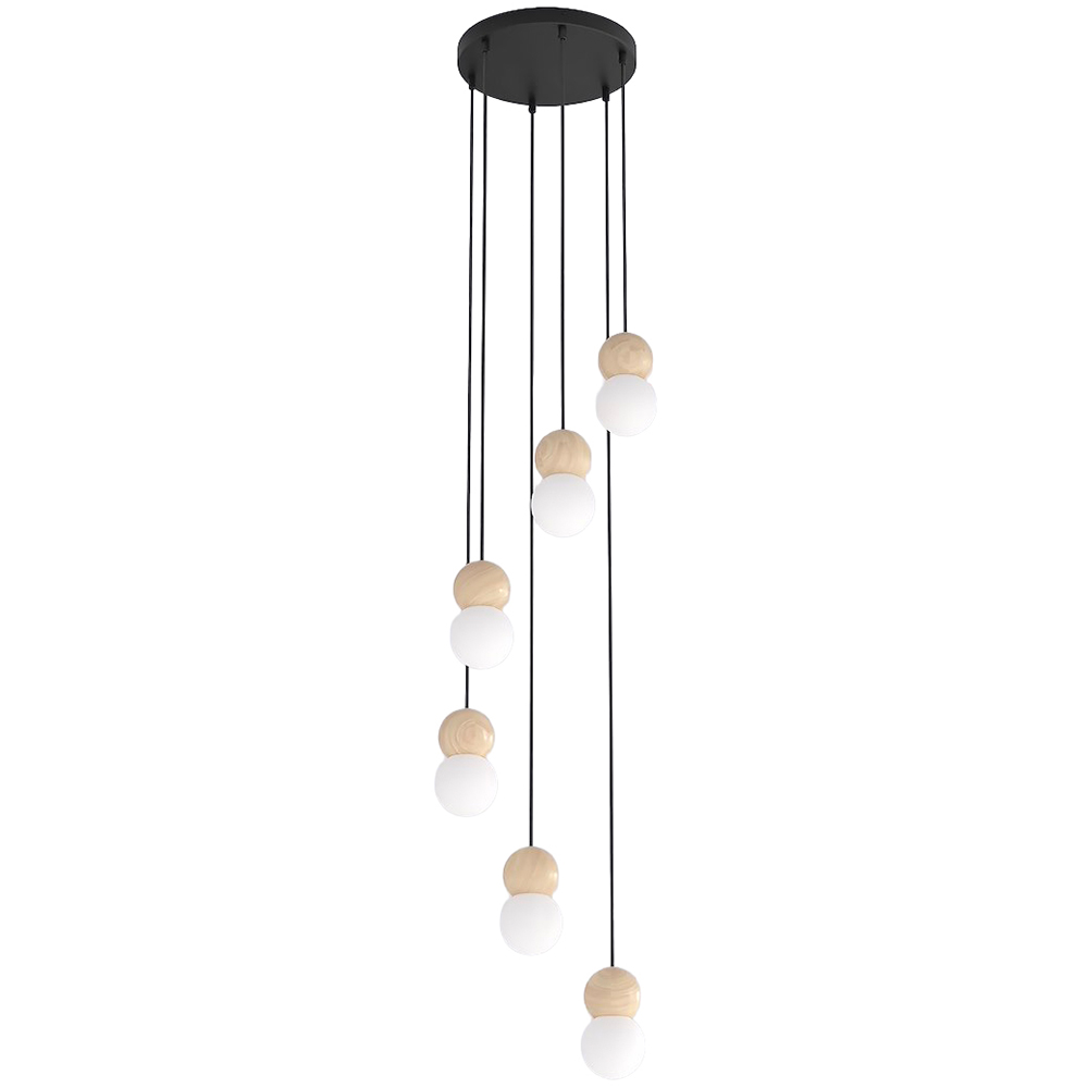 Emibig Loop 6 Light Ring-Shaped Shade Black G9 Ceiling Pendant Light Image 1