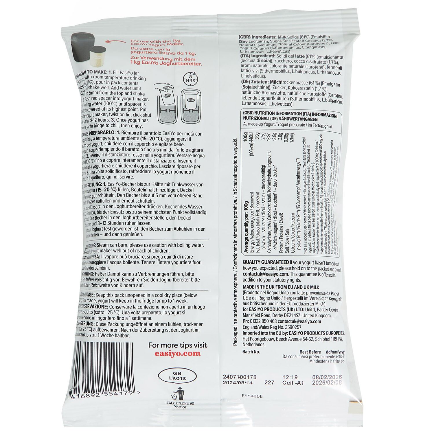 EasiYo Greek Style Pineapple and Coconut - Cream Image 2