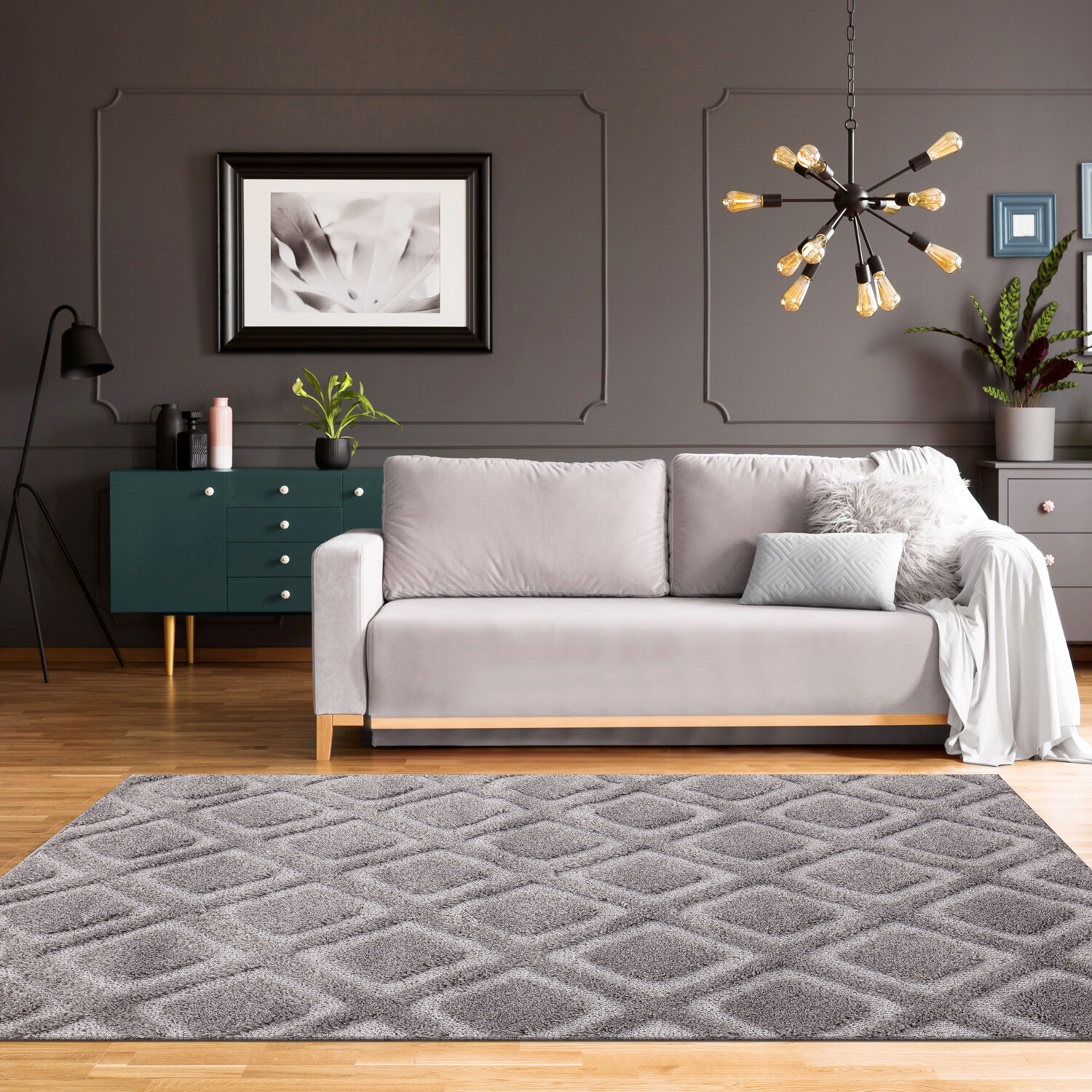 Grey Diamonds Rug - Grey / 120cm Image 2