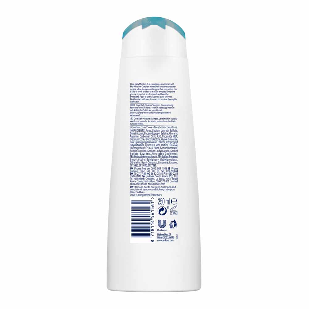 Dove Daily Moisture 2 in 1 Shampoo and Conditioner 250ml Image 2