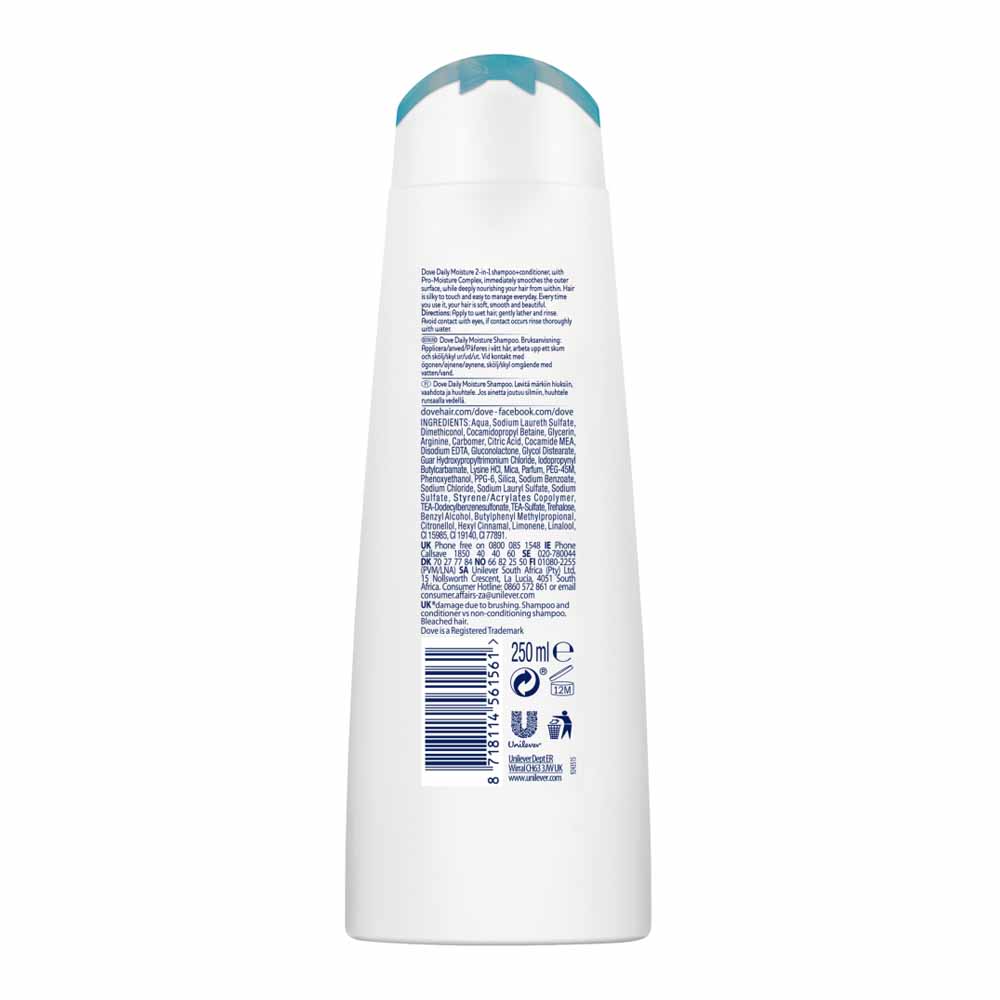 Dove Daily Moisture 2 in 1 Shampoo and Conditioner 250ml Wilko