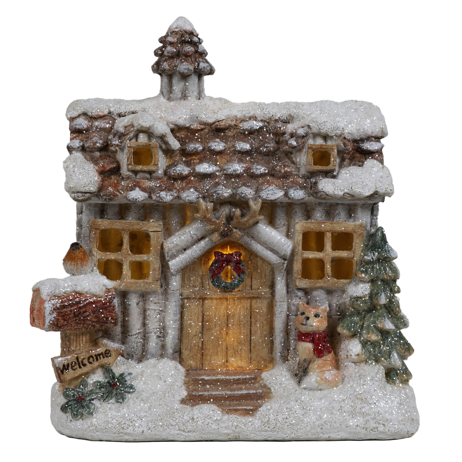 LED Christmas Winter House - Brown Image 2