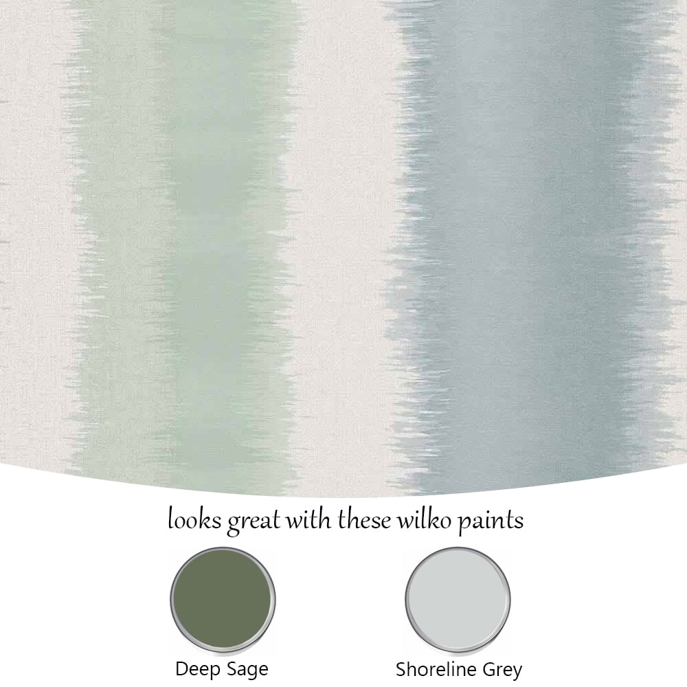 Wilko Watercolour Stripe Green Wallpaper Image 4