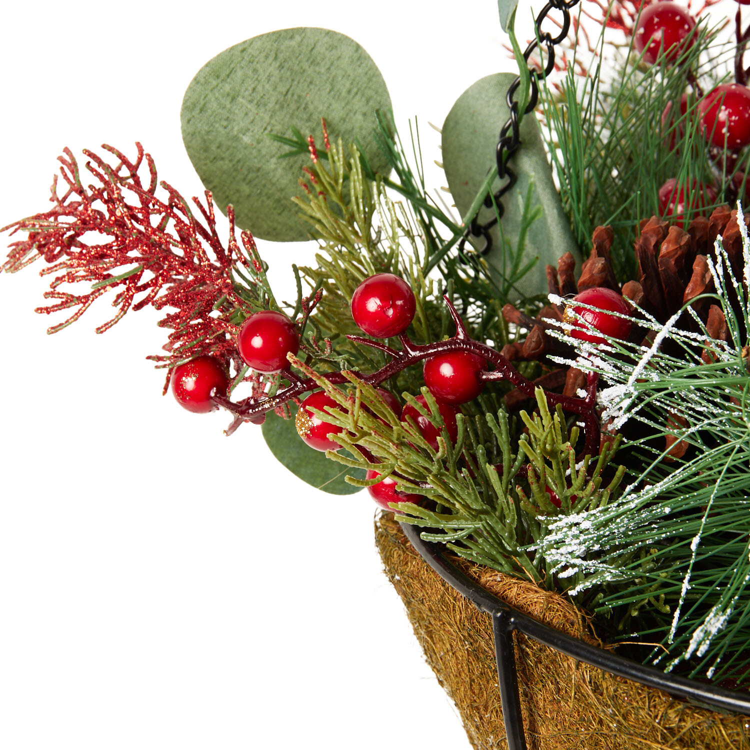 Christmas Red Berry Hanging Basket Image 3
