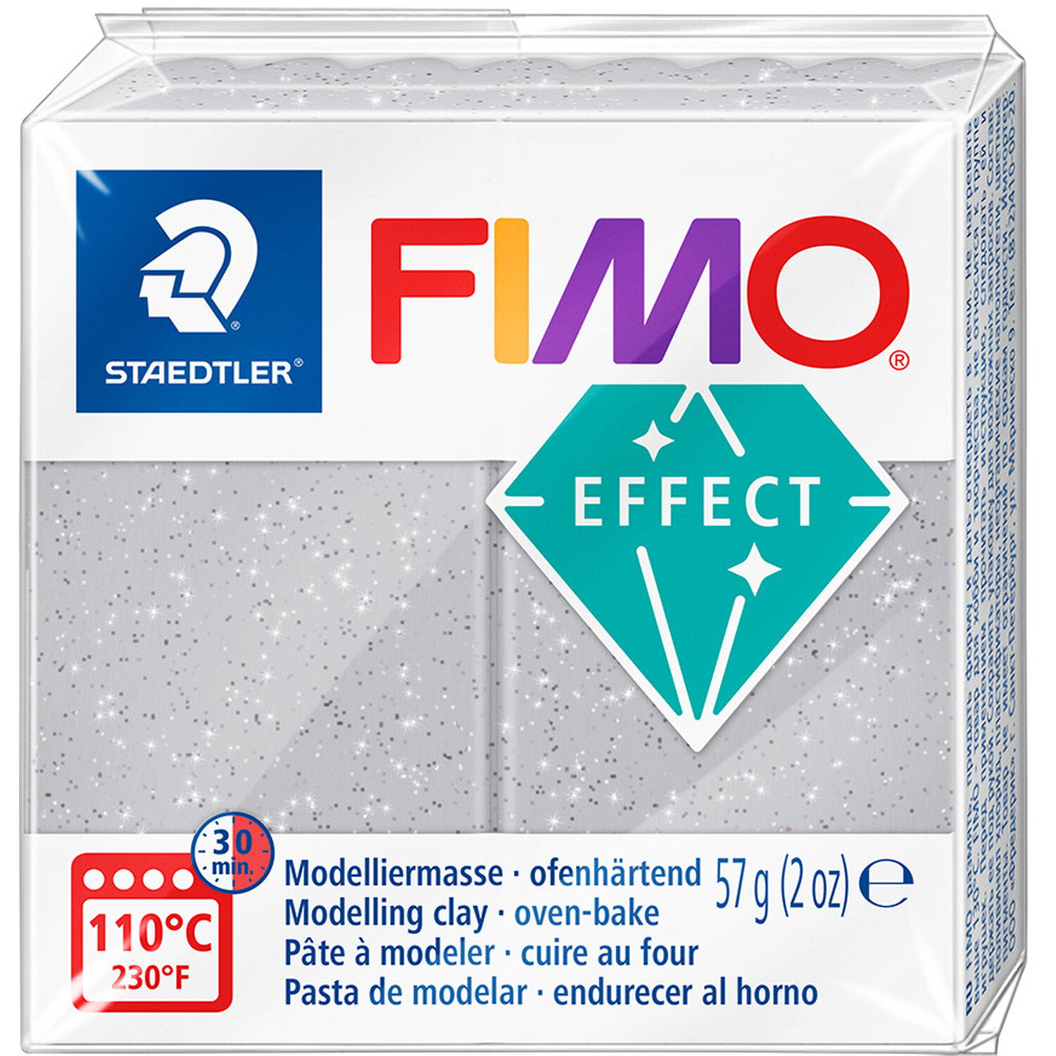 Staedtler FIMO Effect Modelling Clay Block - Glitter Silver Image 1