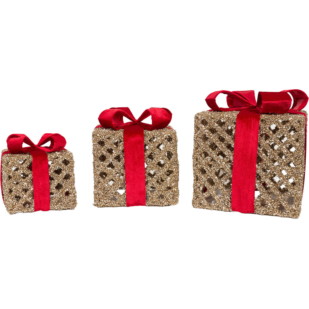 Set of 3 LED Red and Gold Presents Image 7
