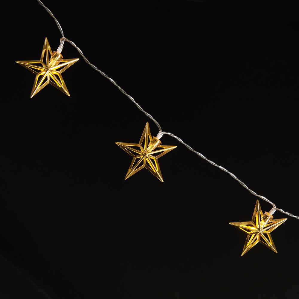 Wilko Battery Operated Gold Star String Lights Image 3