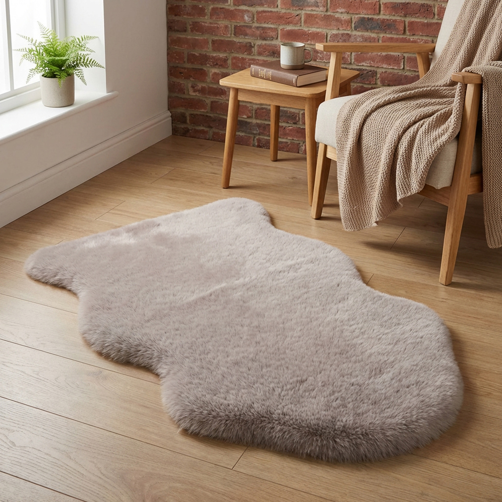 Luxury Faux Fox Fur Rug - Pebble Image 6