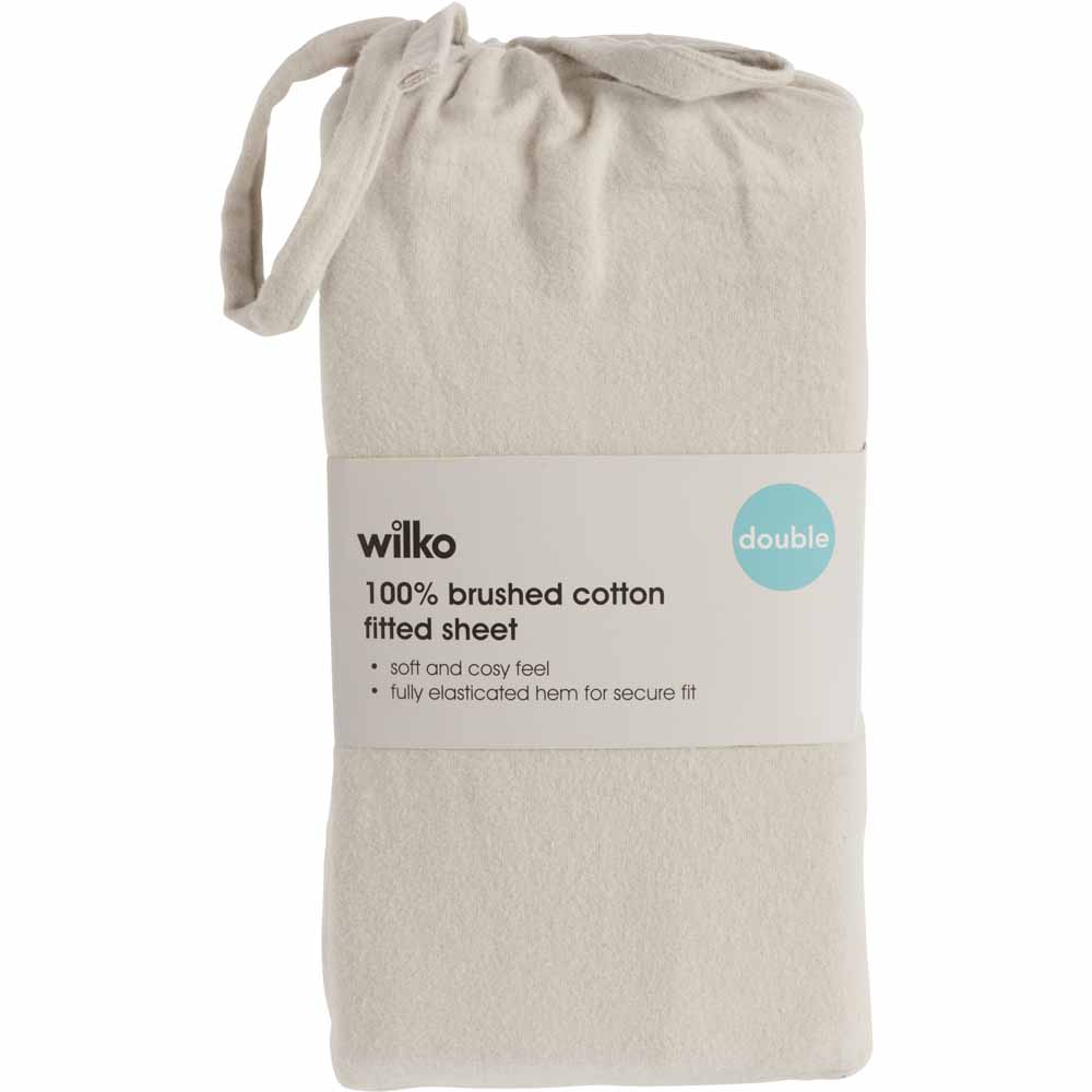 Wilko Double Silver Brushed Cotton Fitted Bed Sheet Image 2