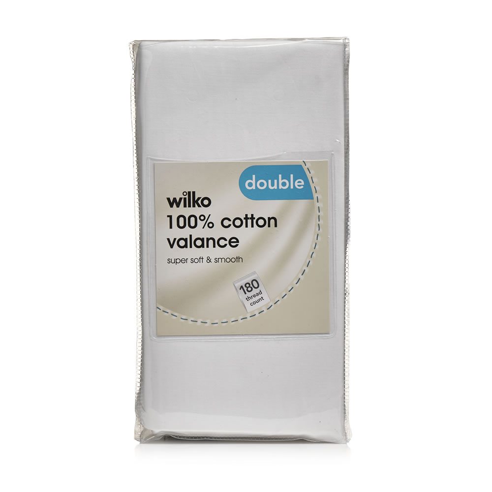 Wilko 100% Cotton White Double Valance Sheet Image 1
