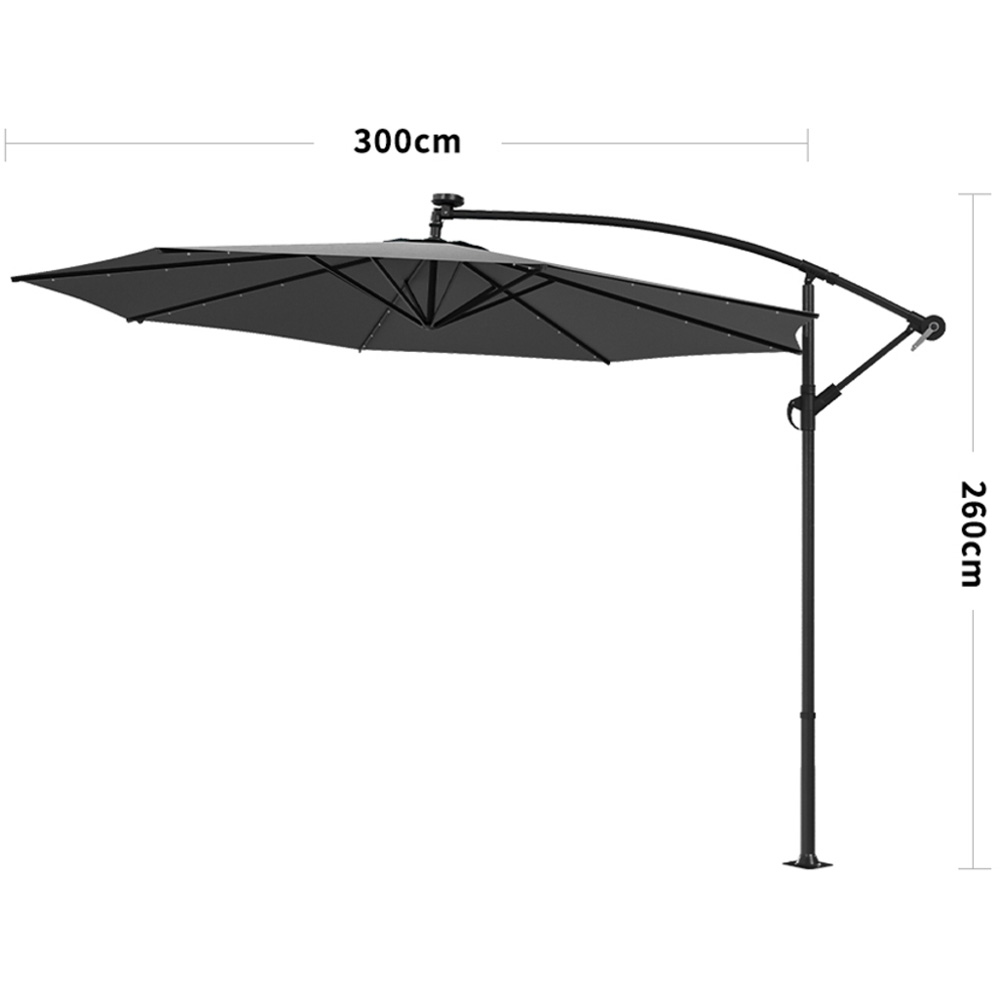 Living and Home Dark Grey LED Umbrella Parasol 2.6m Image 5
