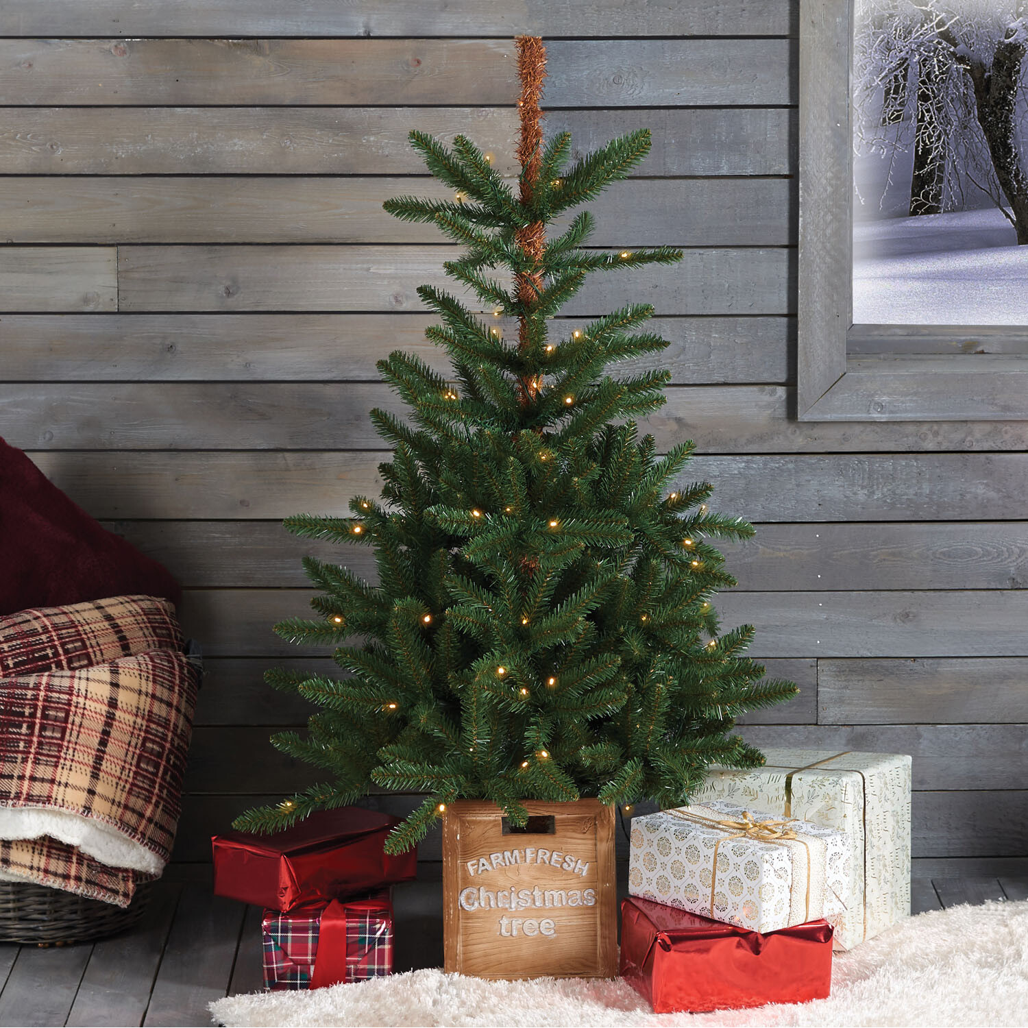 Festive Forest Pre Lit Forest Fir Christmas Tree 4ft Image 2