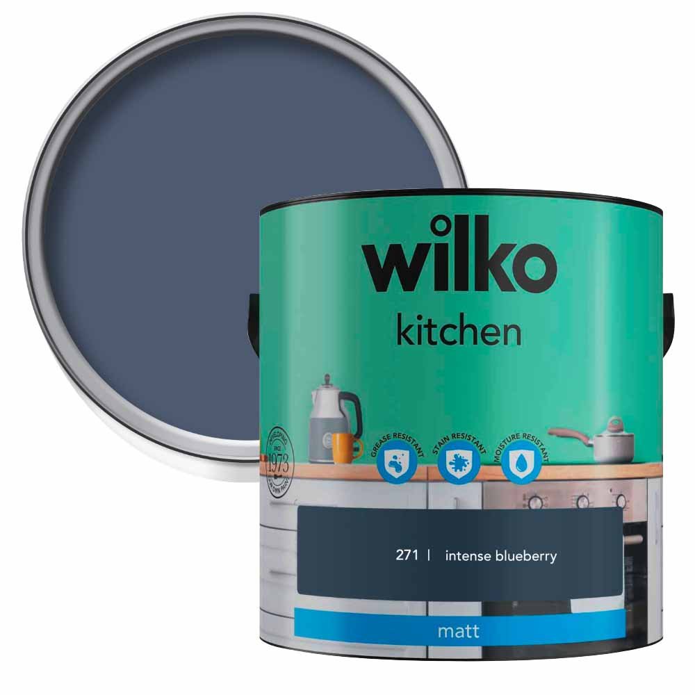 Wilko Kitchen Intense Blueberry Matt Emulsion Paint 2.5L Image 1