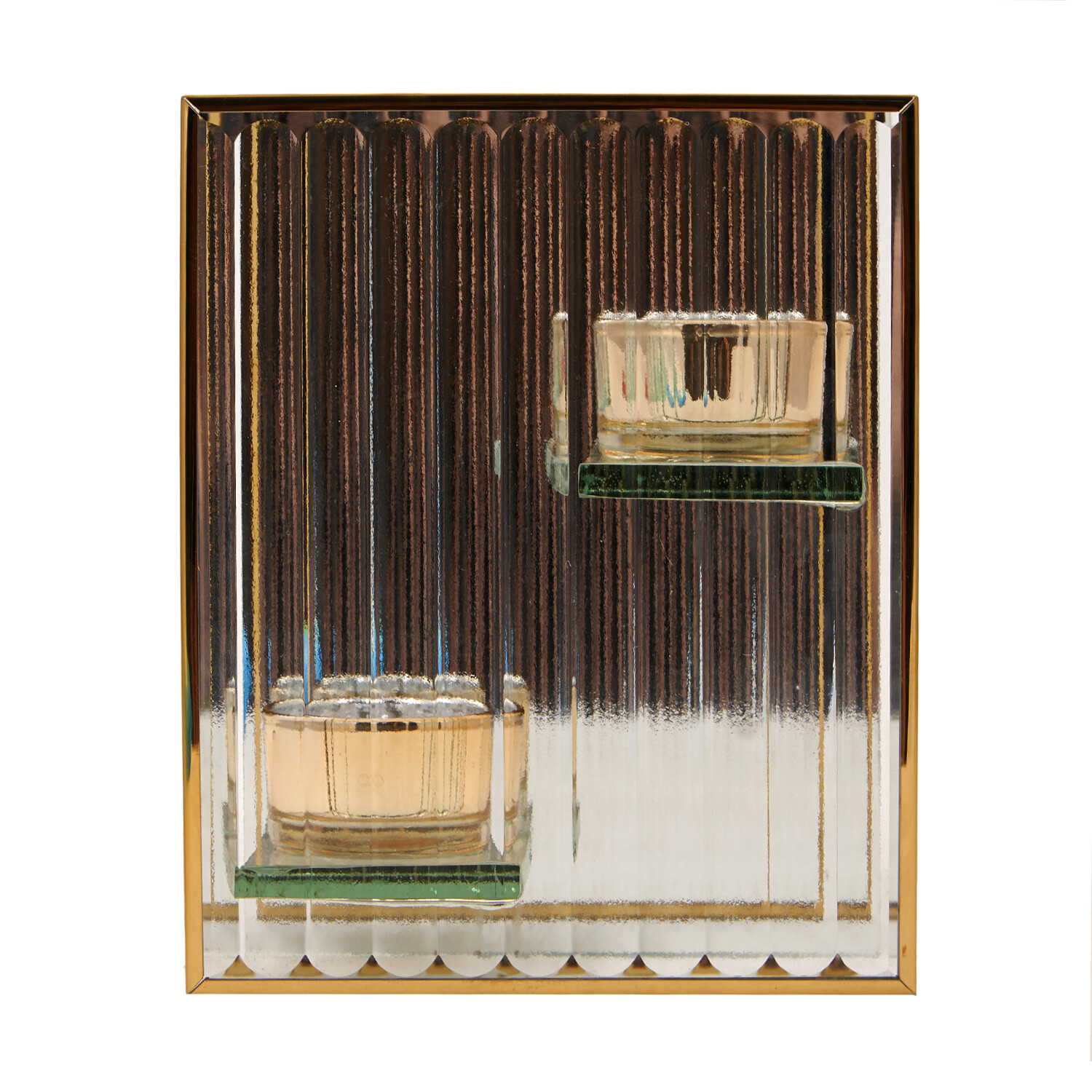 Gold Metal Double Tealight Holder Image 2