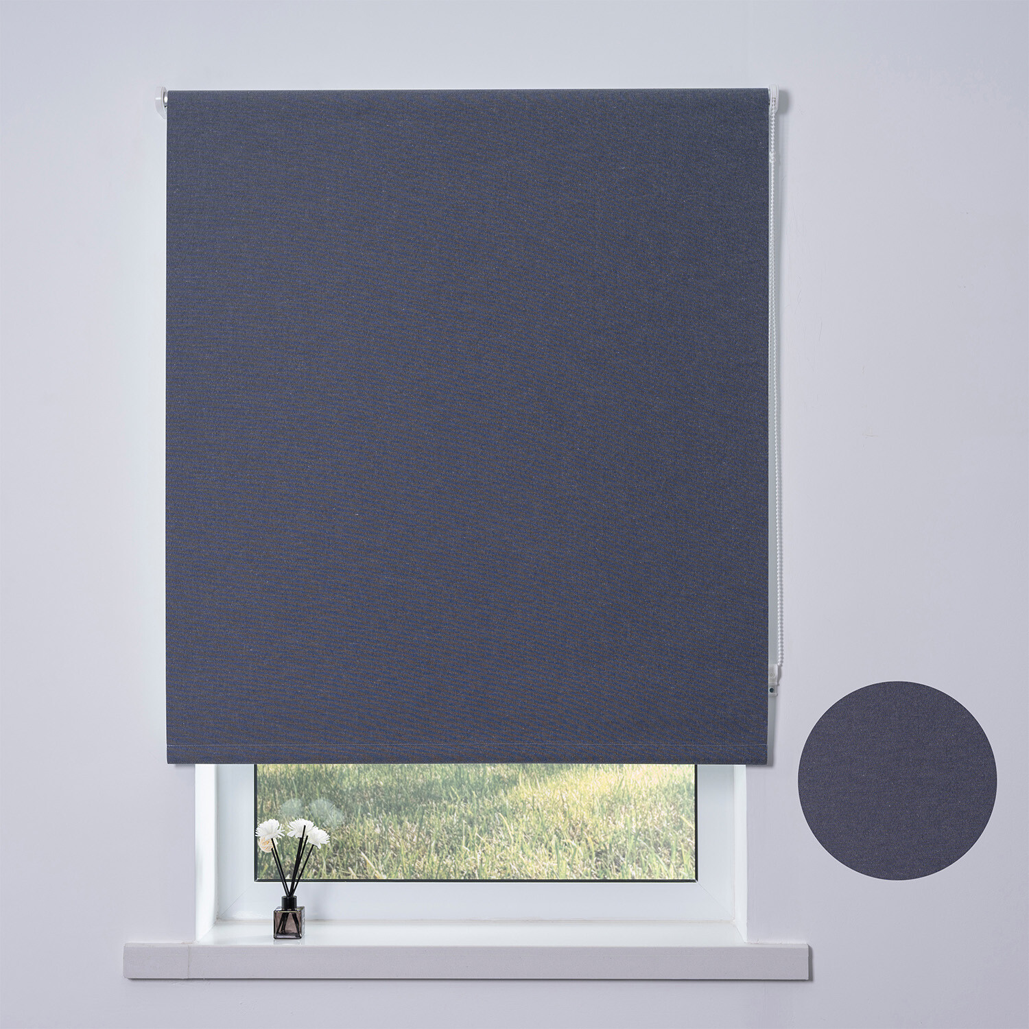Blackout Textured Blind - Linen Denim / 60cm Image 1