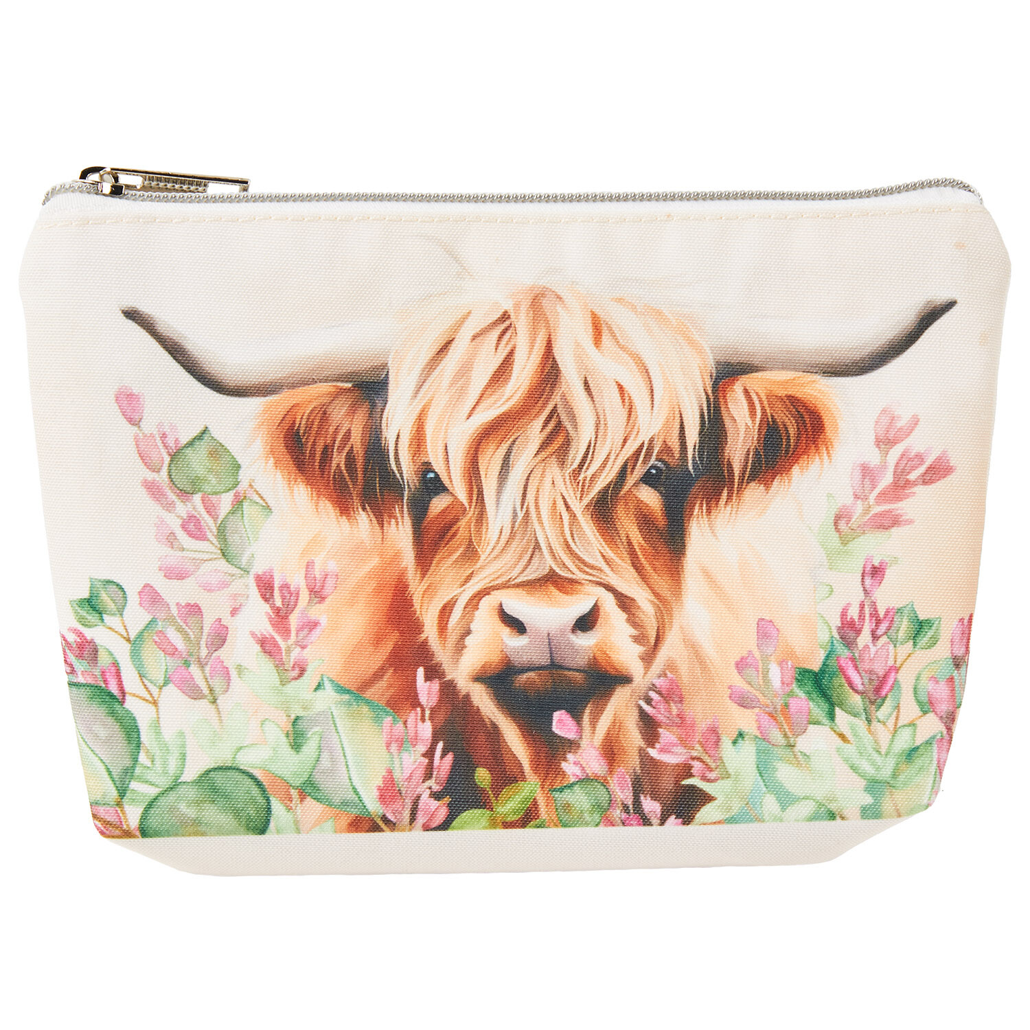 Highland Cow Fabric Pencil Case Cream and Brown Image 1