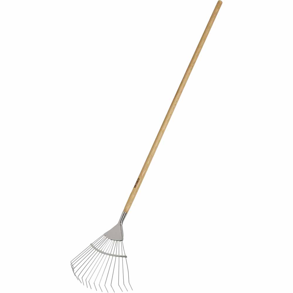 Wilko Wood Handle Stainless Steel Lawn Rake Wilko