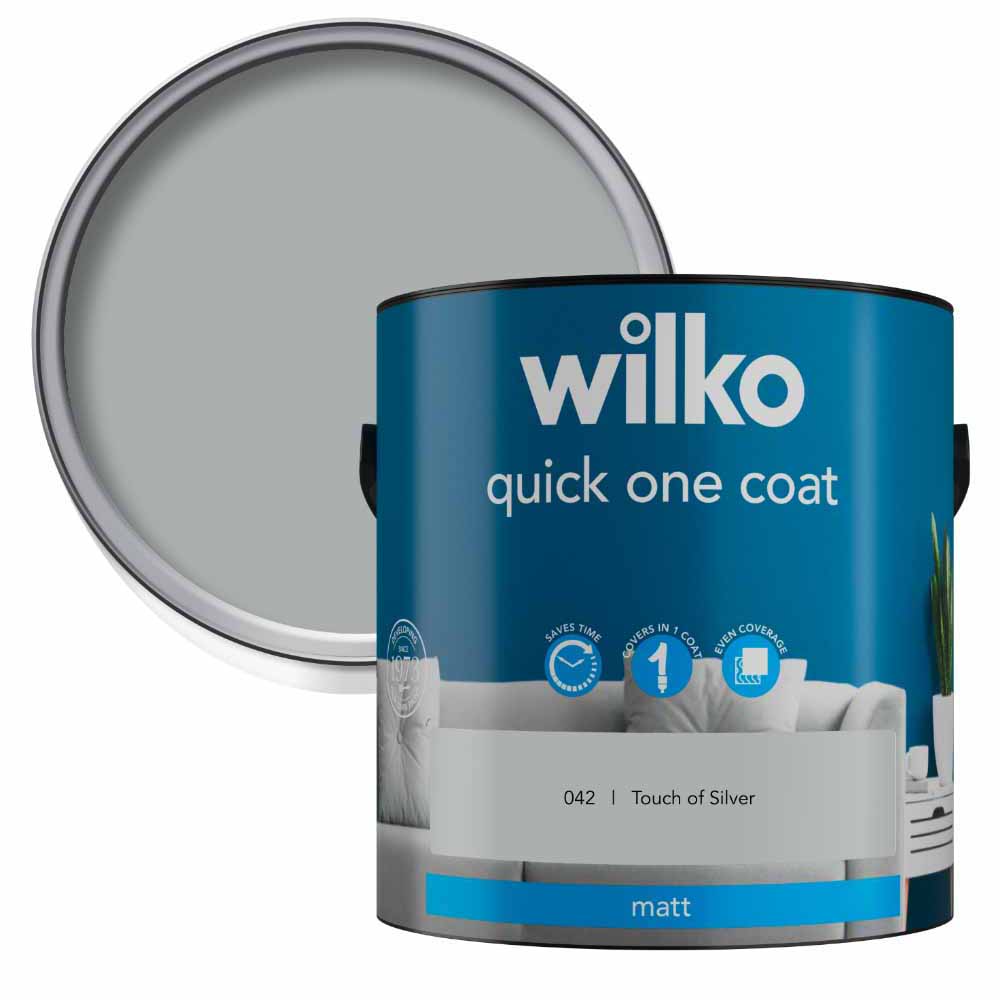 Wilko Quick One Coat Touch of Silver Matt Emulsion Paint 2.5L Image 1