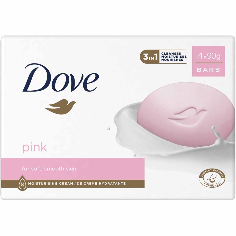Dove Pink Beauty Bar 4 x 90g Image 1