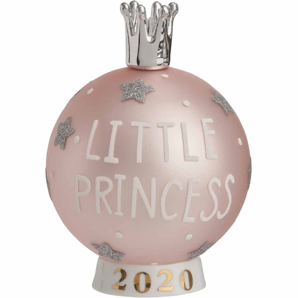 Wilko Cocktail Kisses 'Little Princes' Matt Pink Christmas Bauble Image 1