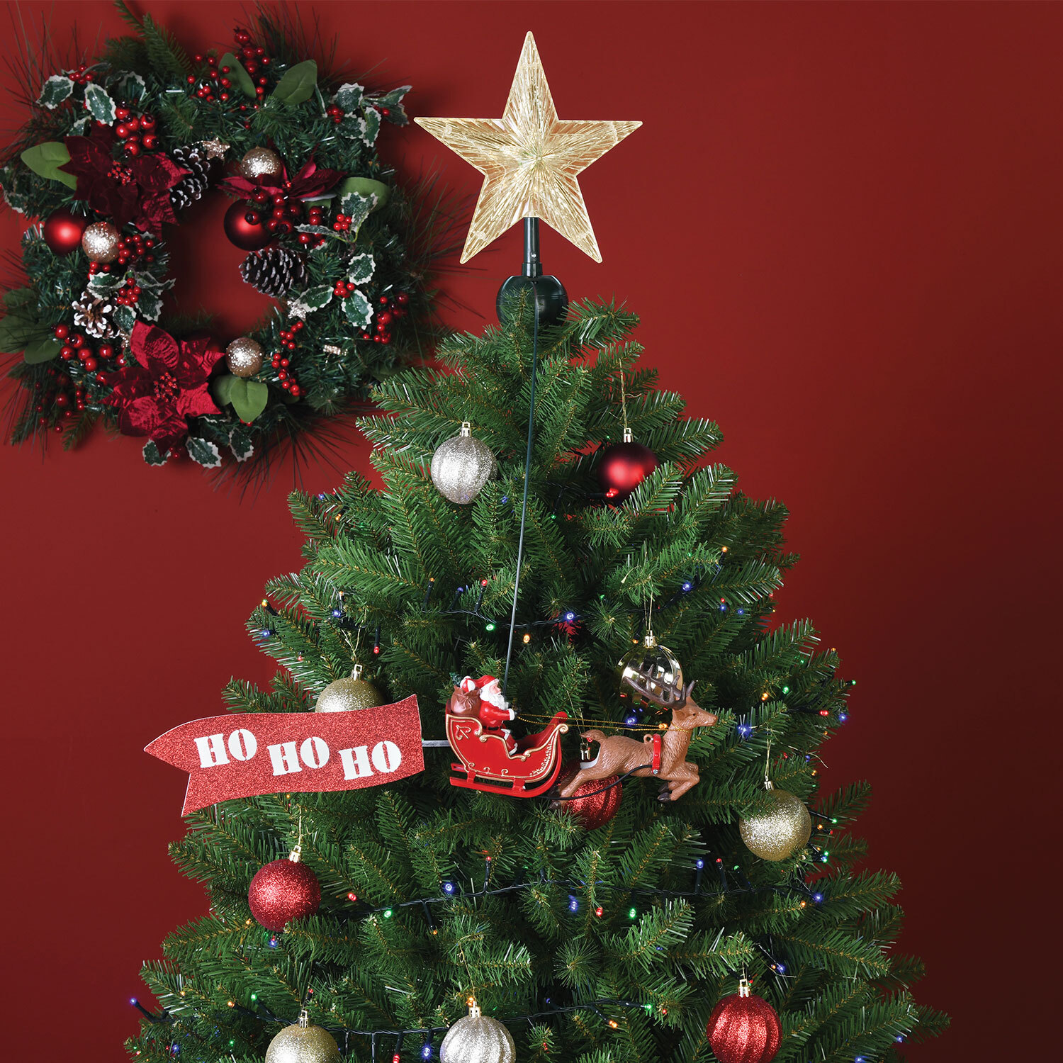 Christmas Santa & Sleigh Tree Topper Image 1