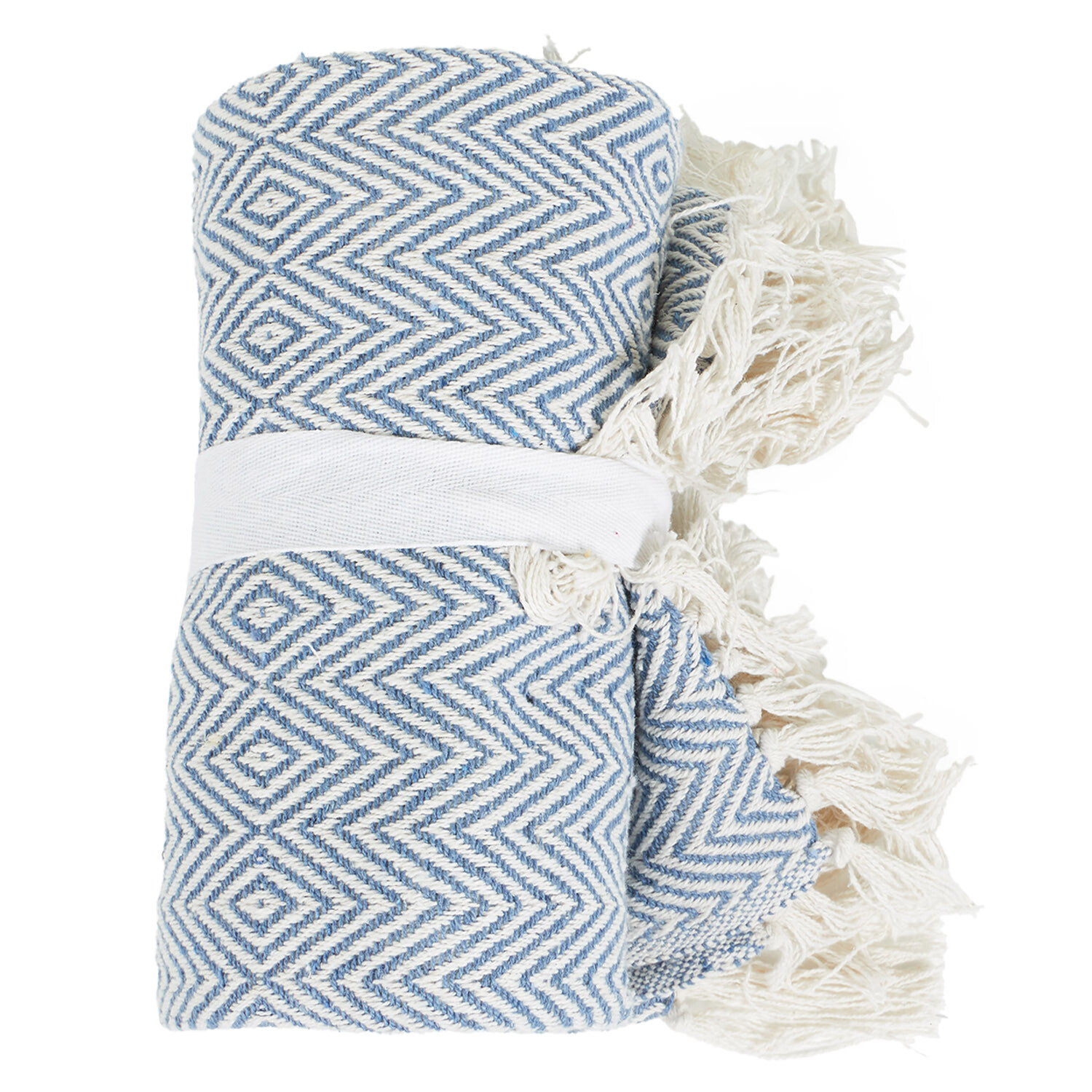 Geo Woven Throw - Blue Image 2
