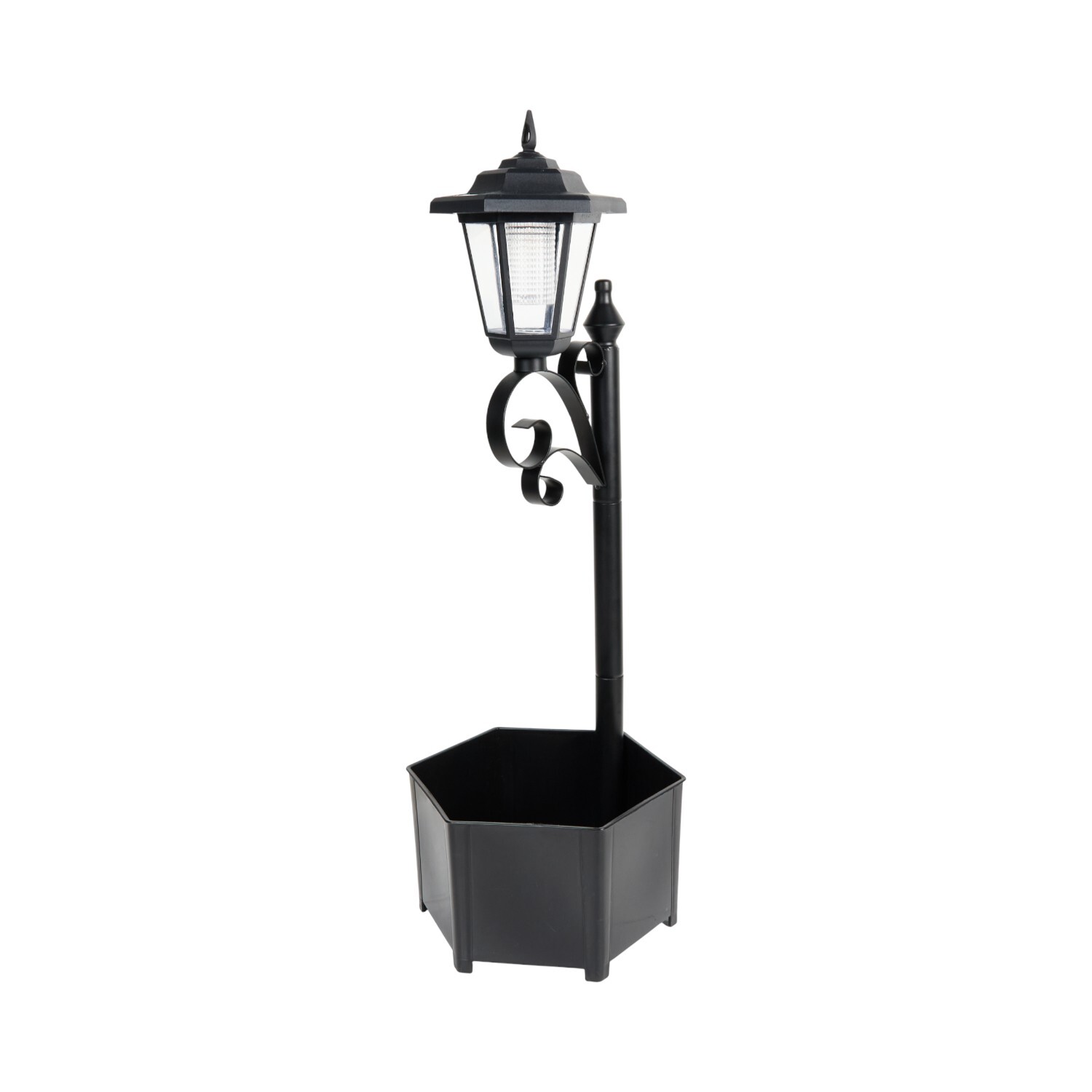 Solar Plant Pot Post Light Black Image 10