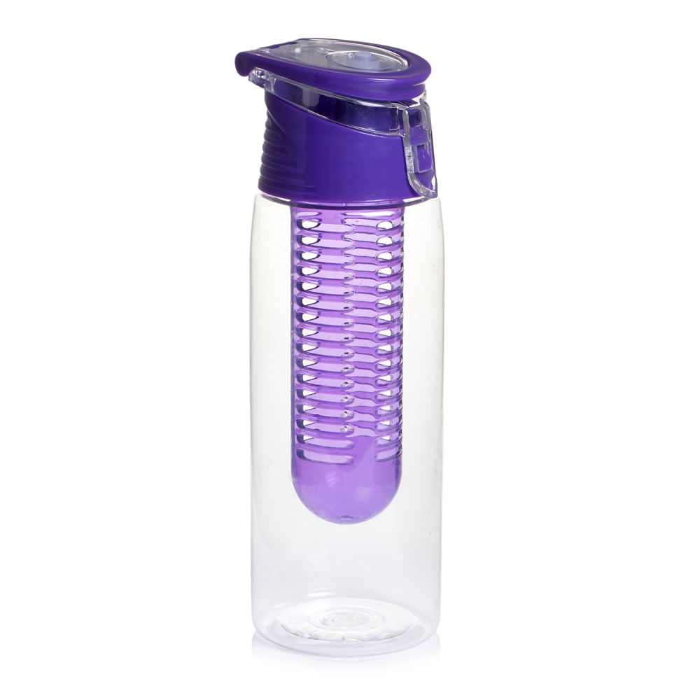 Wilko 700ml Purple Fruit Infuser Water Bottle Image 1