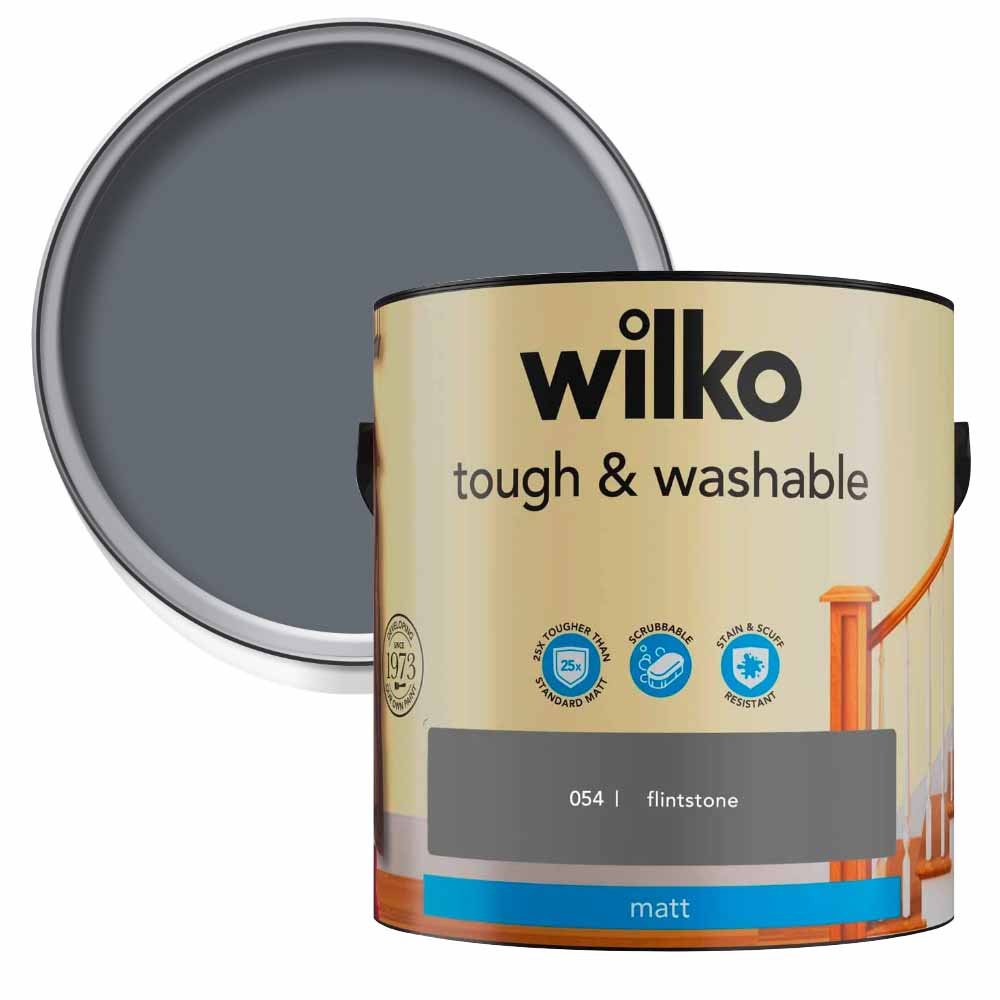 Wilko Tough & Washable Flintstone Matt Emulsion Paint 2.5L Image 1