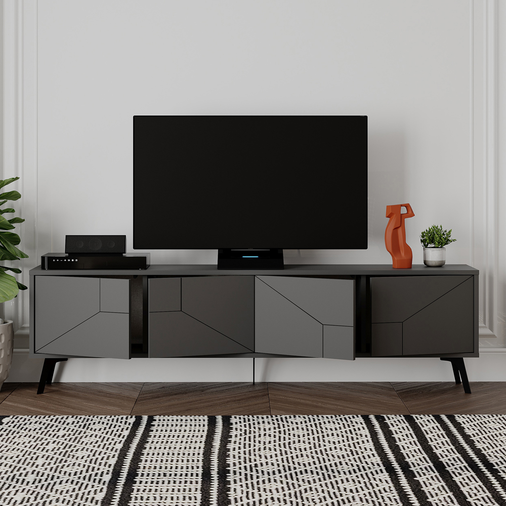 Decortie Dune Anthracite TV Stand with 4 Doors Image 4