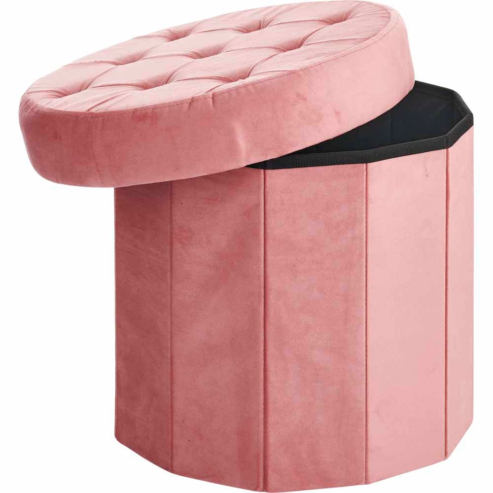 Wilko Pink Foldable Storage Stool Image 2