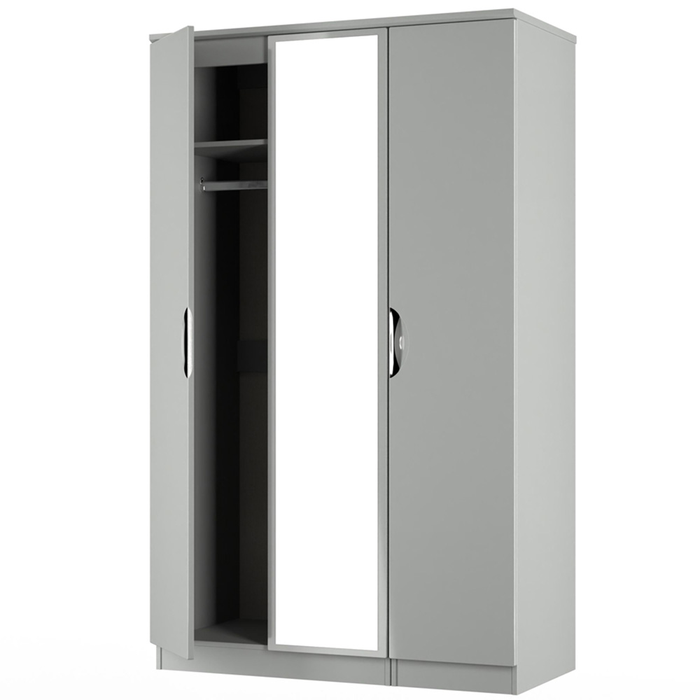 Crowndale Camden 3 Door Grey Gloss and Dusk Grey Mirrored Wardrobe Ready Assembled Image 6