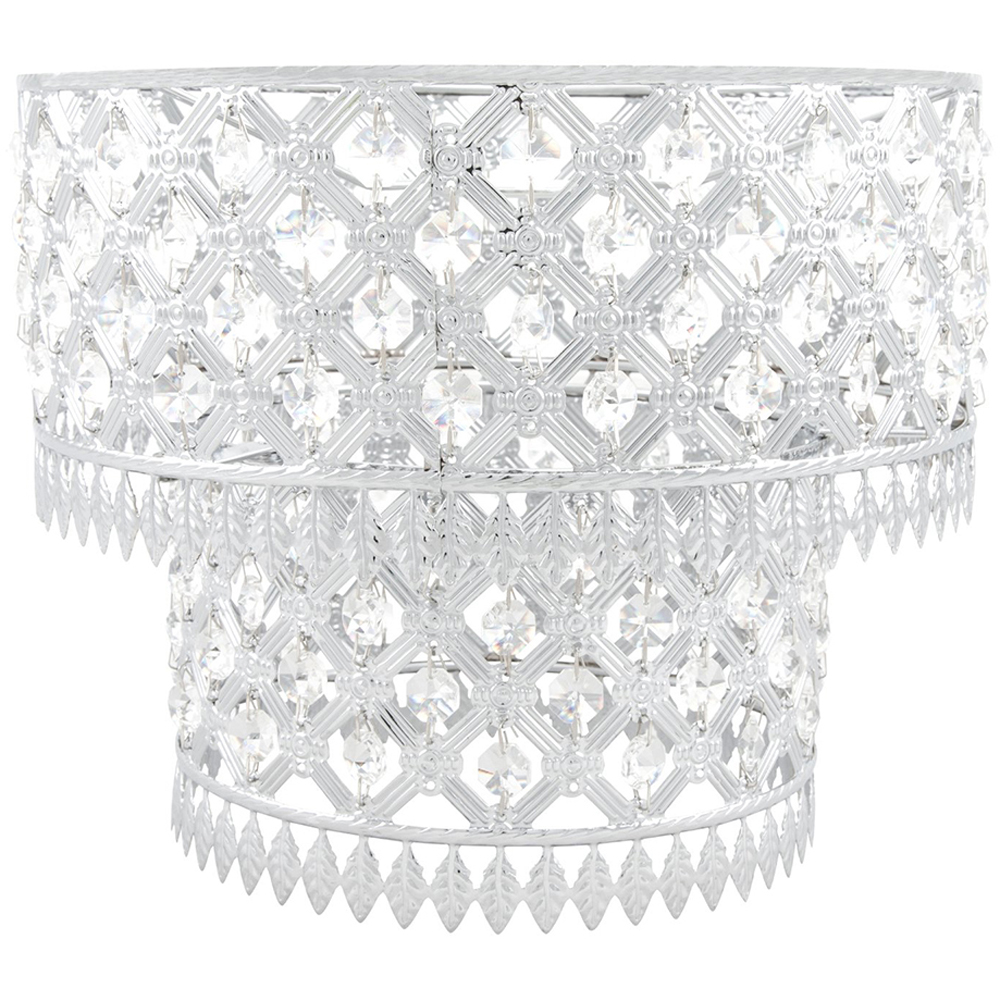 Silver Crystal Leaf Tip Tier Pendant Shade Image 1