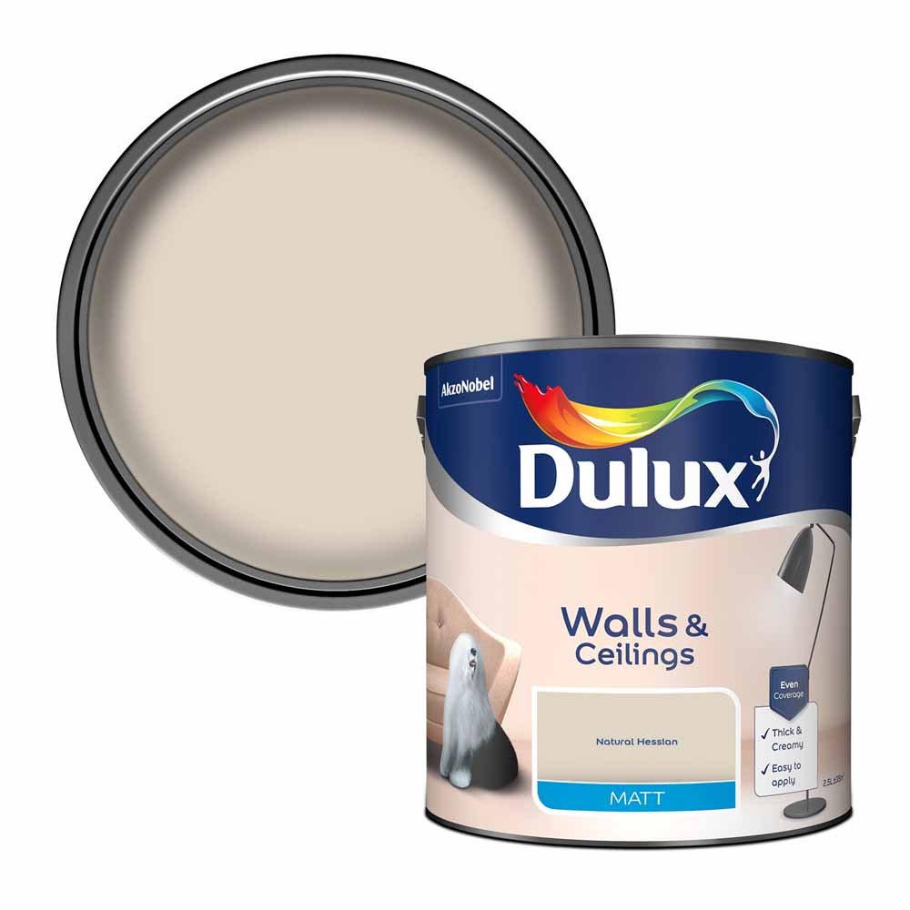 Dulux Walls & Ceilings Natural Hessian Matt Emulsion Paint 2.5L Image 1