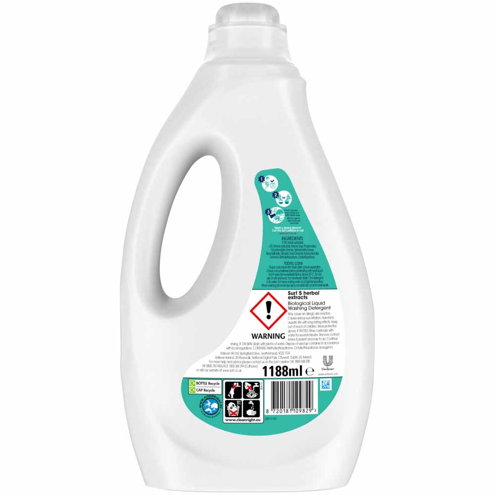 Surf Herbal Extracts Concentrated Liquid Laundry Detergent 44 Washes 1.188L Image 2
